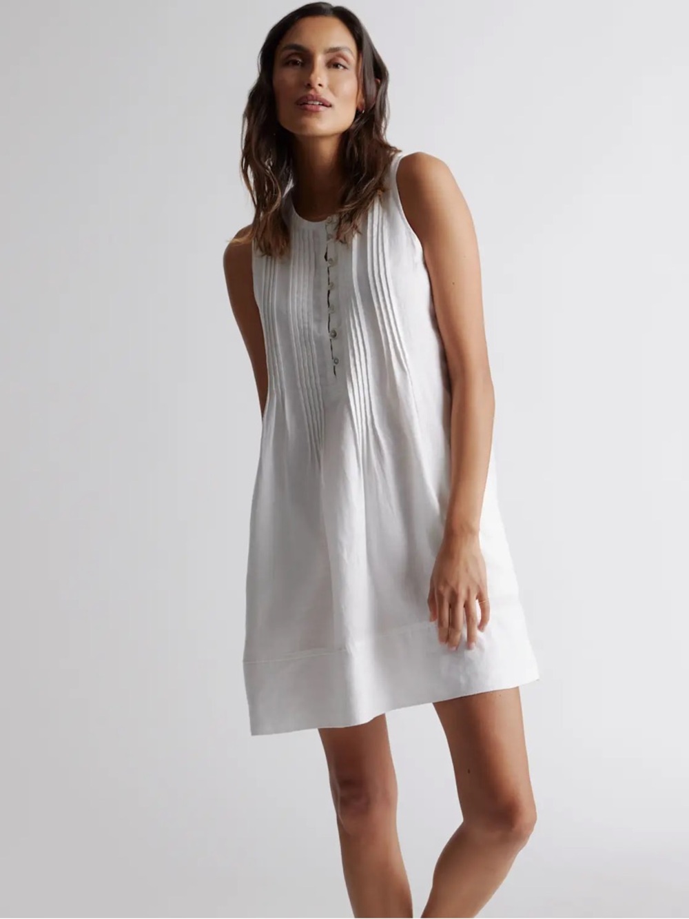 Quince 100% European Linen Sleeveless Swing Dress White | Women’s Size M